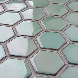Hudson Due 2" Hex Mint Green 10-7/8" x 12-5/8" Porcelain Mosaic Tile -10 Sheets Per Case -9.7 Sq. Ft.