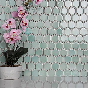 Hudson Due 2" Hex Mint Green 10-7/8" x 12-5/8" Porcelain Mosaic Tile -10 Sheets Per Case -9.7 Sq. Ft.