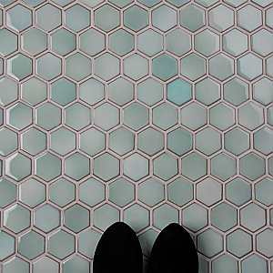 Hudson Due 2" Hex Mint Green 10-7/8" x 12-5/8" Porcelain Mosaic Tile -10 Sheets Per Case -9.7 Sq. Ft.