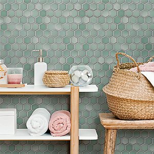 Hudson Due 2" Hex Mint Green 10-7/8" x 12-5/8" Porcelain Mosaic Tile -10 Sheets Per Case -9.7 Sq. Ft.