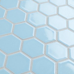 Hudson Due 2" Hex Cashmere Blue 10-7/8" x 12-5/8" Porcelain Mosaic Tile -10 Sheets Per Case -9.7 Sq. Ft.