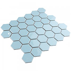 Hudson Due 2" Hex Cashmere Blue 10-7/8" x 12-5/8" Porcelain Mosaic Tile -10 Sheets Per Case -9.7 Sq. Ft.