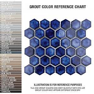 Hudson Due 2" Hex Glossy Sapphire 10-7/8" x 12-5/8" Porcelain Mosaic Tile - 8 Pieces Per Case - 15.44 Sq. Ft. Per Case