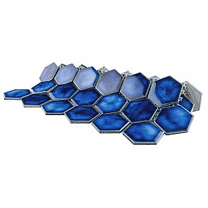 Hudson Due 2" Hex Glossy Sapphire 10-7/8" x 12-5/8" Porcelain Mosaic Tile - 8 Pieces Per Case - 15.44 Sq. Ft. Per Case