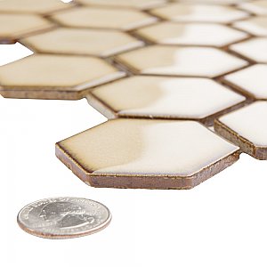 Hudson Due 2" Hex Caffe 10-7/8" x 12-5/8" Porcelain Mosaic Tile -10 Sheets Per Case -9.7 Sq. Ft.