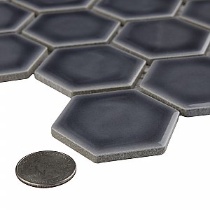 Hudson Due 2" Hex Storm Grey 10-7/8" x 12-5/8" Por Mosaic Tile10 Sheets Per Case -9.7 Sq. Ft.