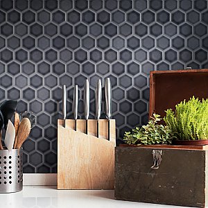 Hudson Due 2" Hex Storm Grey 10-7/8" x 12-5/8" Por Mosaic Tile10 Sheets Per Case -9.7 Sq. Ft.