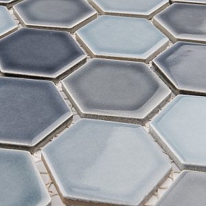 Hudson Due 2" Hex Stillwater 10-7/8" x 12-5/8" Porcelain Mosaic Tile - 10 Tiles Per Case - 10.0 Sq. Ft.