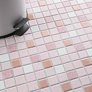 Crystalline Straight Edge Square Pink 12" x 12" Porcelain Mosaic Tile -10 Sheets Per Case -30.6 Sq. Ft.