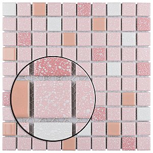Crystalline Straight Edge Square Pink 12" x 12" Porcelain Mosaic Tile -10 Sheets Per Case -30.6 Sq. Ft.