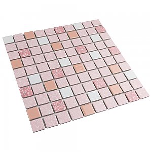 Crystalline Straight Edge Square Pink 12" x 12" Porcelain Mosaic Tile -10 Sheets Per Case -30.6 Sq. Ft.