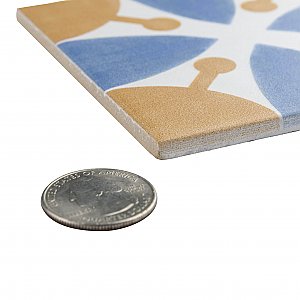 Revival Leaf Mini 4" x 4" Ceramic Tile - White, Orange, Blue - Per Case of 81 - 9.72 Square Feet