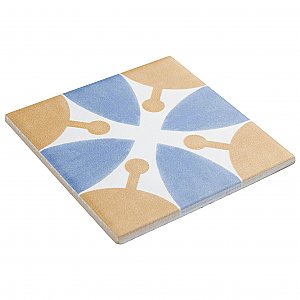 Revival Leaf Mini 4" x 4" Ceramic Tile - White, Orange, Blue - Per Case of 81 - 9.72 Square Feet