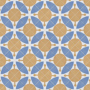 Revival Leaf Mini 4" x 4" Ceramic Tile - White, Orange, Blue - Per Case of 81 - 9.72 Square Feet