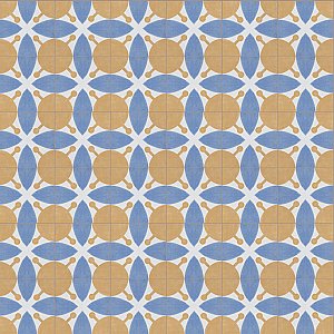 Revival Leaf Mini 4" x 4" Ceramic Tile - White, Orange, Blue - Per Case of 81 - 9.72 Square Feet