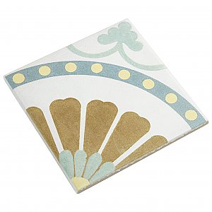 Revival Ring Mini 4" x 4" Ceramic Tile - White, Blue, Green, Brown - Per Case of 81 - 9.72 Square Feet