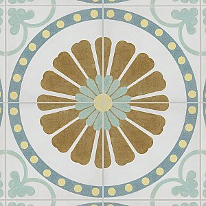 Revival Ring Mini 4" x 4" Ceramic Tile - White, Blue, Green, Brown - Per Case of 81 - 9.72 Square Feet