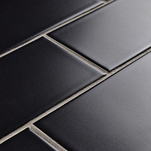 Projectos Preto Black Matte 3-7/8" x 7-3/4" Ceramic Tile - Sold Per Case of 50 - 11.46 Square Feet