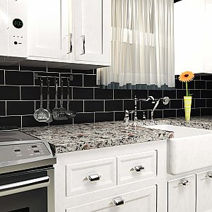 Projectos Preto Black Matte 3-7/8" x 7-3/4" Ceramic Tile - Sold Per Case of 50 - 11.46 Square Feet