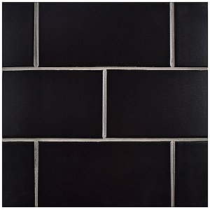 Projectos Preto Black Matte 3-7/8" x 7-3/4" Ceramic Tile - Sold Per Case of 50 - 11.46 Square Feet