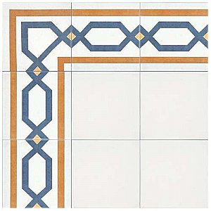 Revival Frame 7-3/4" x 7-3/4" Ceramic Tile - White, Orange, Blue - Per Case of 25 Tile - 10.50 Square Feet