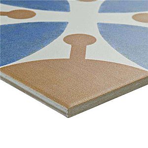 Revival Leaf 7-3/4" x 7-3/4" Ceramic Tile - White, Orange, Blue - Per Case of 25 Tile - 10.50 Square Feet