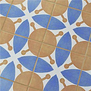 Revival Leaf 7-3/4" x 7-3/4" Ceramic Tile - White, Orange, Blue - Per Case of 25 Tile - 10.50 Square Feet