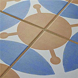 Revival Leaf 7-3/4" x 7-3/4" Ceramic Tile - White, Orange, Blue - Per Case of 25 Tile - 10.50 Square Feet