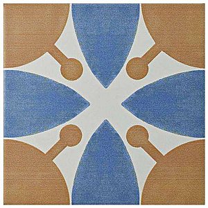 Revival Leaf 7-3/4" x 7-3/4" Ceramic Tile - White, Orange, Blue - Per Case of 25 Tile - 10.50 Square Feet