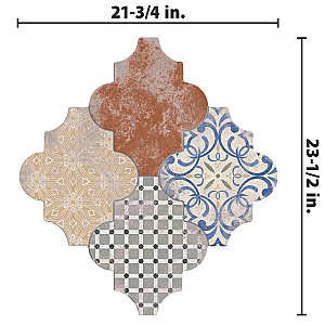 Riga Patchwork 21-3/4" x 23-1/2" Ceramic Floor & Wall Tile - 7 Tiles Per Case - 13.44 Sq. Ft.