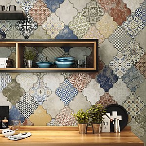 Riga Patchwork 21-3/4" x 23-1/2" Ceramic Floor & Wall Tile - 7 Tiles Per Case - 13.44 Sq. Ft.
