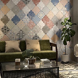 Riga Patchwork 21-3/4" x 23-1/2" Ceramic Floor & Wall Tile - 7 Tiles Per Case - 13.44 Sq. Ft.