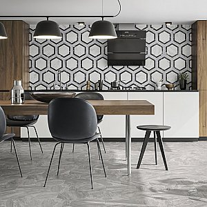 BioTech Bardiglio Hex Agra 11" x 13" Porcelain Floor & Wall Tile - Per Case of 14 - 10.64 Sq. Ft.