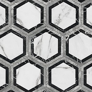 BioTech Bardiglio Hex Agra 11" x 13" Porcelain Floor & Wall Tile - Per Case of 14 - 10.64 Sq. Ft.
