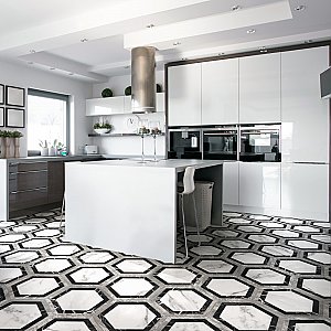 BioTech Bardiglio Hex Agra 11" x 13" Porcelain Floor & Wall Tile - Per Case of 14 - 10.64 Sq. Ft.