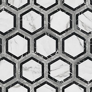 BioTech Bardiglio Hex Agra 11" x 13" Porcelain Floor & Wall Tile - Per Case of 14 - 10.64 Sq. Ft.