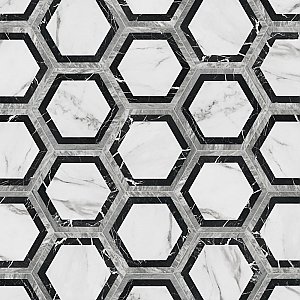 BioTech Bardiglio Hex Agra 11" x 13" Porcelain Floor & Wall Tile - Per Case of 14 - 10.64 Sq. Ft.
