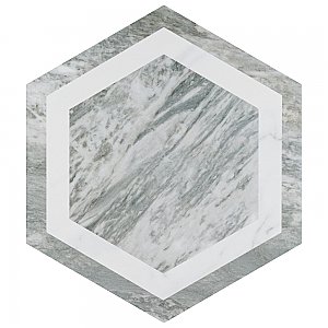 BioTech Bardiglio Hex Deco 11" x 13" Porcelain Floor & Wall Tile - Per Case of 14 - 10.64 Sq. Ft.