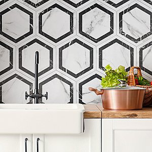 BioTech Venato Hex Deco Dark 11" x 13" Porcelain Floor & Wall Tile - Per Case of 14 - 10.64 Sq. Ft.