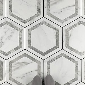 BioTech Venato Hex Deco Grey 11" x 13" Porcelain Floor & Wall Tile - Per Case of 14 - 10.64 Sq. Ft.