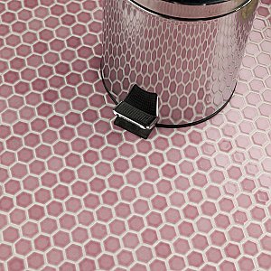 Tribeca 1" Hex Glossy Blush Pink Porcelain Mosaic Tile - Sold Per Case of 10 Sheets - 8.65 Square Feet Per Case