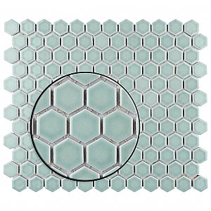 Tribeca 1" Hex Glossy Gray Mist Porcelain Mosaic Tile - Sold Per Case of 10 Sheets - 8.65 Square Feet Per Case