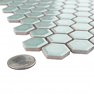 Tribeca 1" Hex Glossy Gray Mist Porcelain Mosaic Tile - Sold Per Case of 10 Sheets - 8.65 Square Feet Per Case