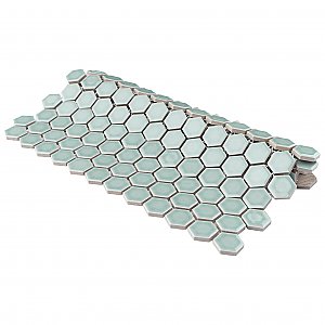 Tribeca 1" Hex Glossy Gray Mist Porcelain Mosaic Tile - Sold Per Case of 10 Sheets - 8.65 Square Feet Per Case