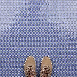 Tribeca 1" Hex Glossy Periwinkle Blue Porcelain Mosaic Tile - Sold Per Case of 10 Sheets - 8.65 Square Feet Per Case
