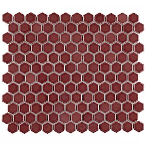 Tribeca 1" Hex Glossy Rusty Red Porcelain Mosaic Tile - Sold Per Case of 10 Sheets - 8.65 Square Feet Per Case