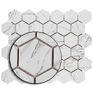 Flo 2" Hex White Porcelain Mosaic Tile - Sold Per Case of 10 - 9.96 Square Feet Per Case