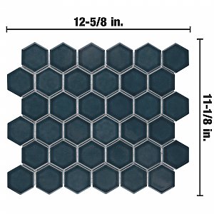 Tribeca 2" Hex Glossy Glacier Blue Porcelain Mosaic Tile - Sold Per Case of 10 Sheets - 9.96 Square Feet Per Case