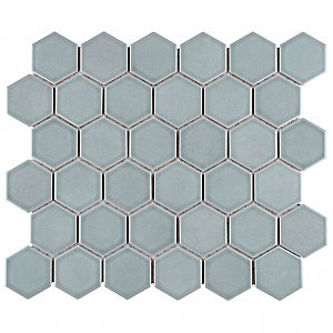 Tribeca 2" Hex Glossy Gray Mist Porcelain Mosaic Tile - Sold Per Case of 10 Sheets - 9.96 Square Feet Per Case