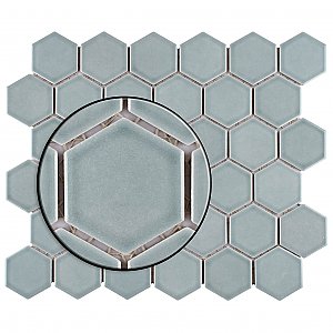 Tribeca 2" Hex Glossy Gray Mist Porcelain Mosaic Tile - Sold Per Case of 10 Sheets - 9.96 Square Feet Per Case